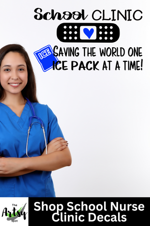 School Clinic saving the world one ice pack at a time, School health aide clinic decor, School Nurse office, School nurse decal