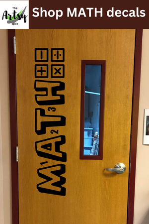 Math decal with math symbols, math door decoration