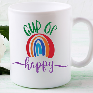 Cup of Happy Inspirational Coffee Mug with Rainbow