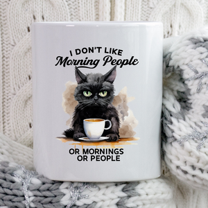 Grumpy Cat 'I Don't Like Morning People or Mornings or People' - Funny Coffee Mug - Gift for Cat Lovers - funny Introvert gift