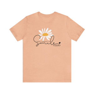 Don't Forget to Smile Today T-shirt with White Daisy - Feminine Script Font - Inspirational Tee - Positive Vibes - Women's Clothing