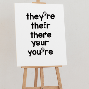 There They're Their Decal, Your You're decal, Teaching aid, Writing resource
