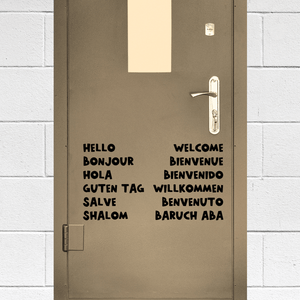 Multilingual Welcome Door Decal - Hello and Welcome in Multiple Languages - Vinyl Decal for Classroom and School Doors