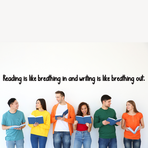 Reading is like breathing in and writing is like breathing out decal, Reading decal, Reading classroom, Library decor