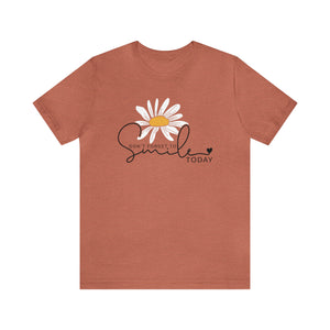 Don't Forget to Smile Today shirt with White Daisy - Feminine Script Font - Inspirational Tee - Positive Vibes - Women's Clothing
