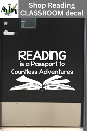 Reading is a passport to countless adventures decal, reading teacher, library decor