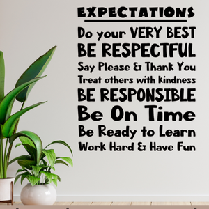 Expectations decal, Classroom Rules, School decor