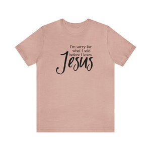 I'm Sorry for what I said before I knew Jesus T-shirt - Christian Humor - Funny Jesus shirt