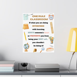 One Rule Classroom POSTER, NEUTRAL COLORS Back to school wall print, Classroom rules poster, One classroom rule quote, classroom decor