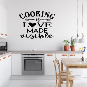 Cooking is love made visible decal, Noodle board decal, Kitchen sign decal, Kitchen quote decal