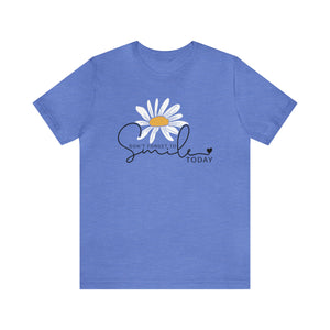 Don't Forget to Smile Today T-shirt with White Daisy - Feminine Script Font - Inspirational Tee - Positive thinking apparel - Women's Clothing