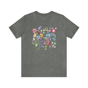 Floral shirt, feminine t-shirt with flowers, Botanical tee, watercolor wildflowers shirt, flower shop tee