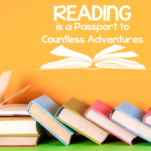 Reading is a passport to countless adventures, Reading decal, school library decor, librarian