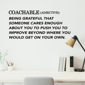 COACHABLE (Adjective) Inspirational Wall Decal for Coaches, Athletes, and Mentors – Motivational Team Decor, Coach decal