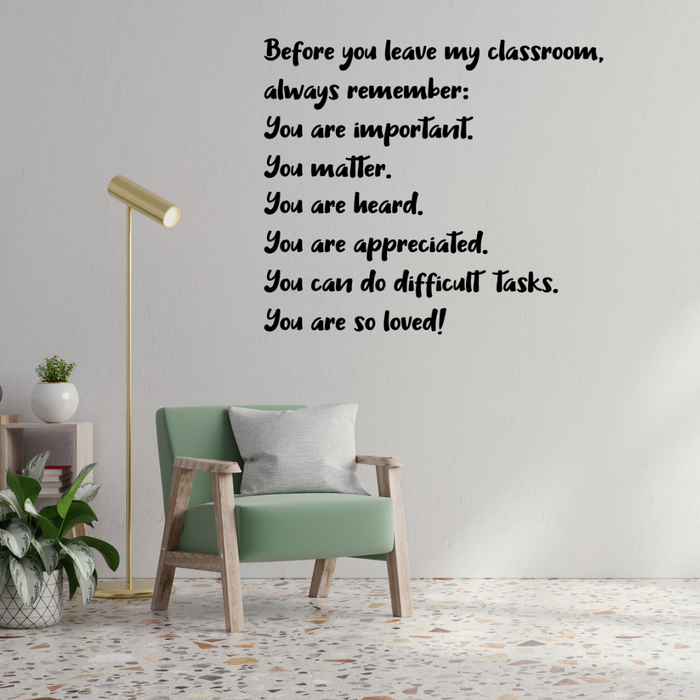 Inspirational Classroom Wall Decal - You Are Important