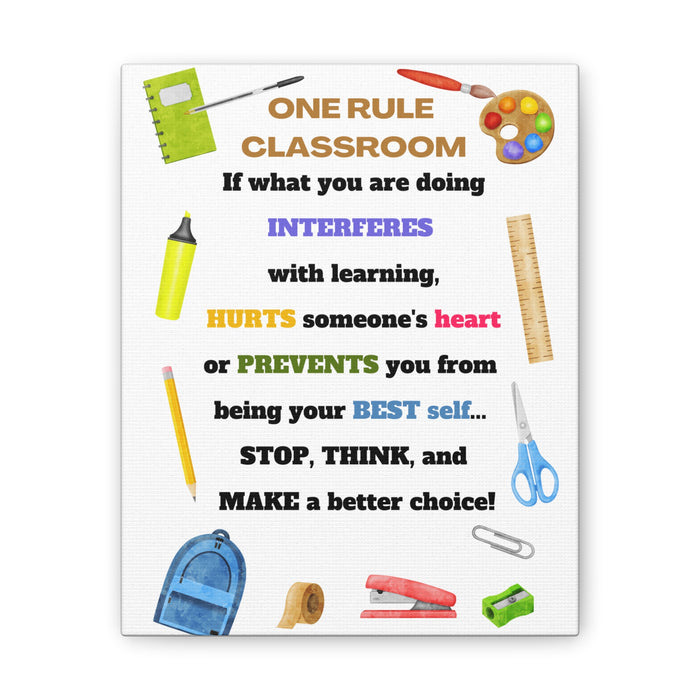 One rule classroom wall art CANVAS