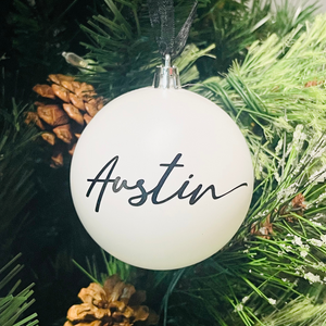 Personalized Christmas Ornament with script name and date option, Christmas Ball ornament, name ornament