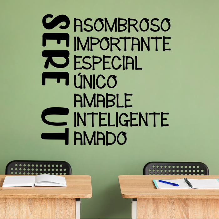 Spanish decal, Sere Ut Importante, Positive affirmations