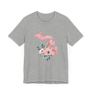 Michigan Home State Watercolor Floral shirt, Michigan floral shirt, Feminine graphic tee, Michigan state shirt, women's Michigan T-shirt