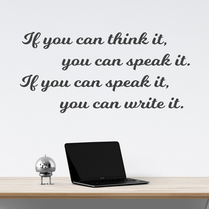 If You Can Think It, You Can Write It, Wall Decal for Writing Classroom, English Teacher decor, writing quote decal