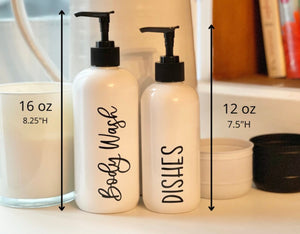 Black Shampoo and Conditioner bottles, 16 oz soap dispensers