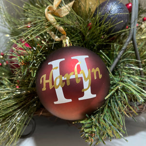 Personalized Christmas ornament, ball ornament, Christmas ornament with monogram, The Artsy Spot