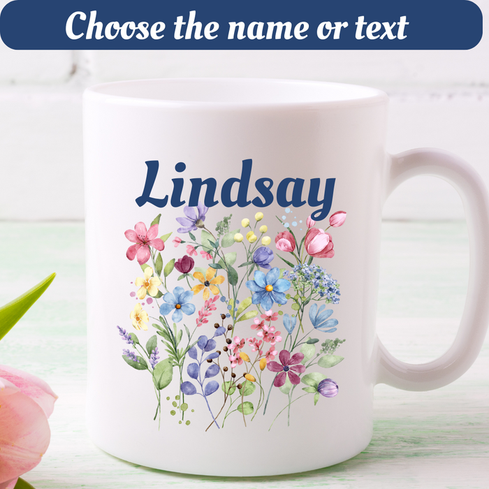 Watercolor Wildflowers Coffee Mug with name