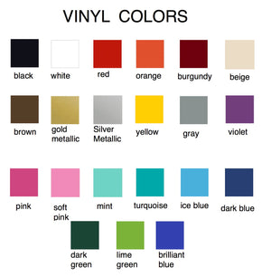 The Artsy Spot, Vinyl Color chart