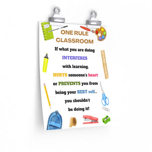 One Rule Classroom POSTER, back to school decor, The Artsy Spot