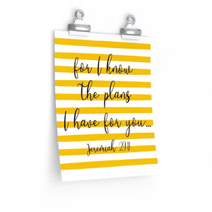 For I know the plans I have for you...Jeremiah 29:11 wall print, College dorm poster, The Artsy Spot