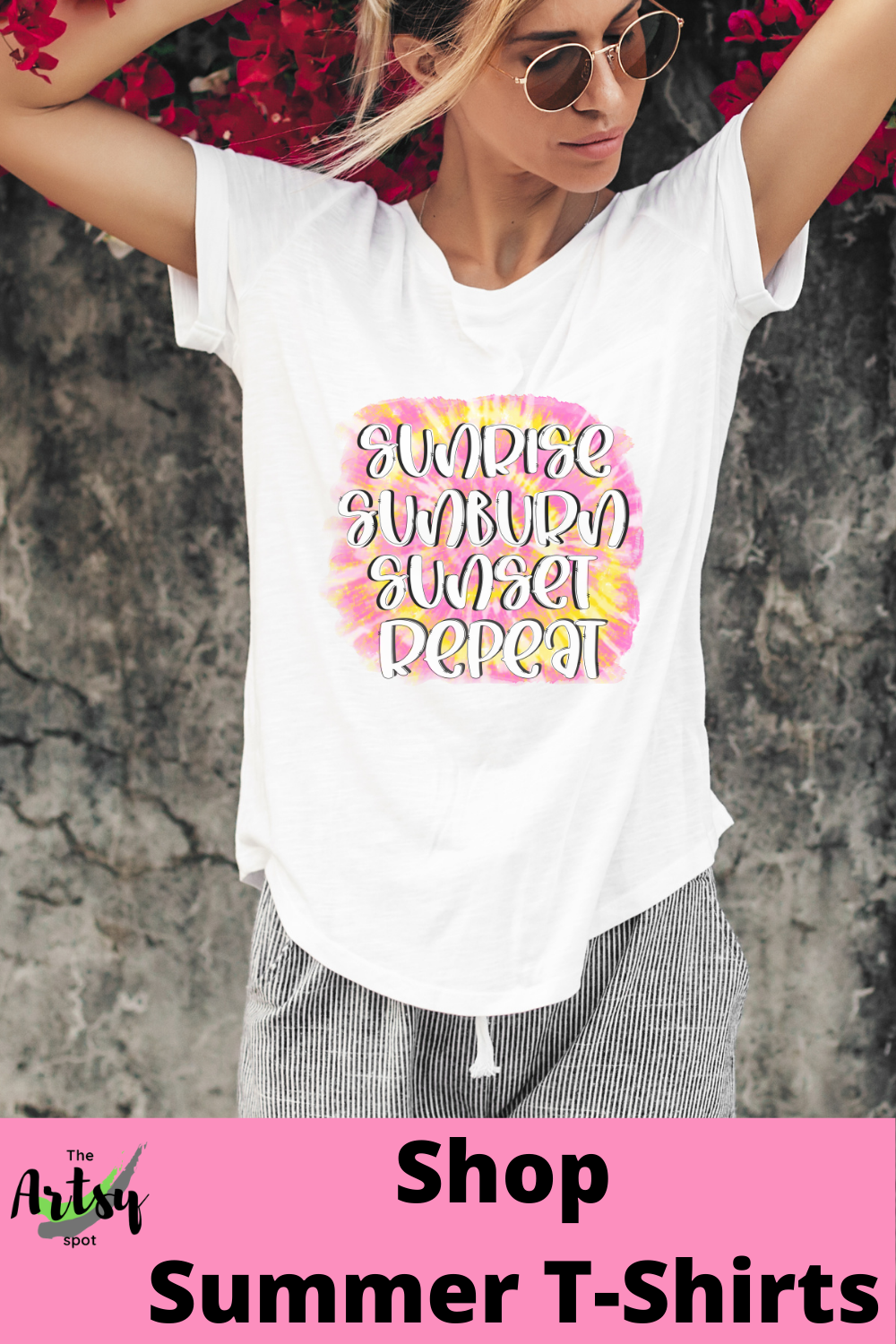 Sunrise Sunburn Sunset Repeat Shirt Summer Vacation Groovy Graphic