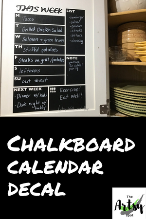 Chalkboard Weekly Planner Decal - kitchen calendar decal, Weekly schedule decal, Refrigerater calendar decal