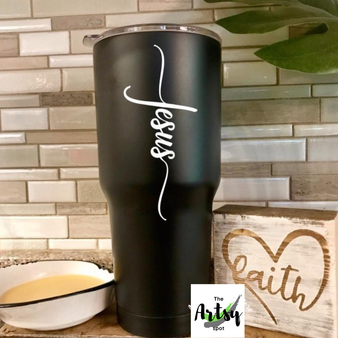 Adorable Jesus tumbler with Jesus cross decal – The Artsy Spot