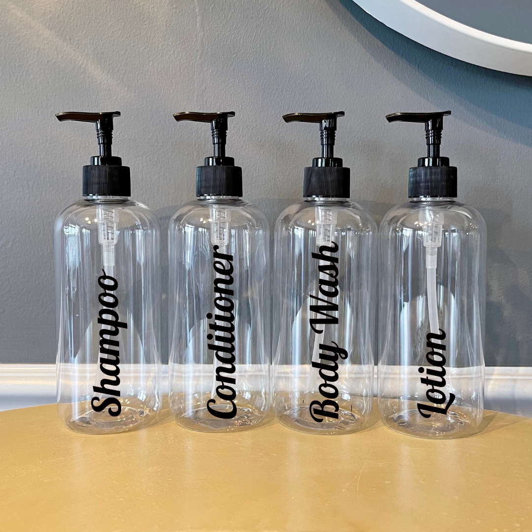 SET of Clear plastic bathroom soap dispensers Modern Farmhouse
