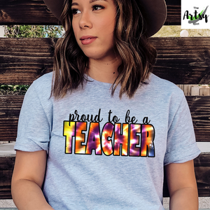 Proud to be a Teacher shirt with Tie Dye, Back to school teacher t-shirt, Back to school Tie Dye shirt 