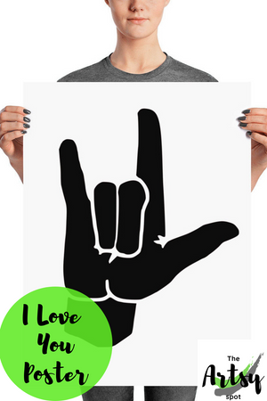I love you poster, sign language poster, I love you sign, Pinterest image