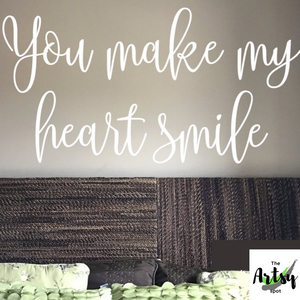 You make my heart smile decal, bedroom wall decal, Nursery decal, love saying