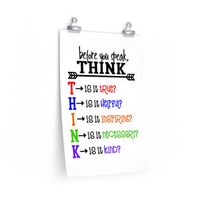 Think Acronym Poster, Before you speak, THINK is it true...