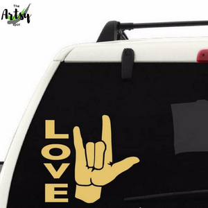 ASL Sign Language I Love You Sign Car Window Decal - The Artsy Spot