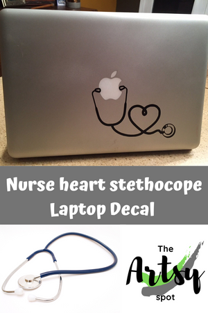 Nurse Heart Stethoscope Laptop Decal Pinterest image