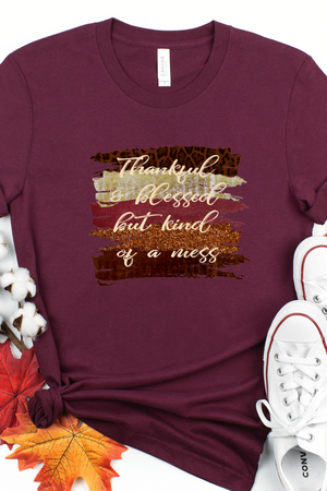 Thankful and blessed but kind of a mess shirt, funny fall shirt for mom, funny fall wife shirt, funny fall shirt, cute fall shirt