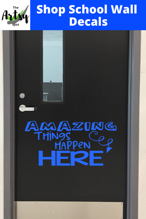  Amazing things happen here decal, Classroom door Vinyl Wall Decal School, Classroom door decal, Decorate classroom