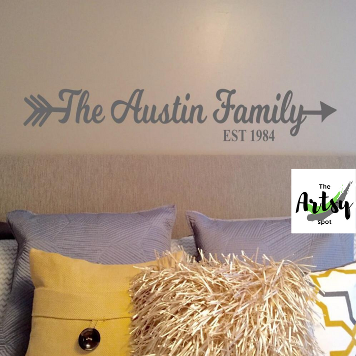 Family Name With Arrow Wall Decal