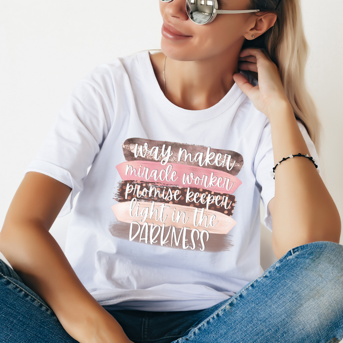 Waymaker miracle worker promise keeper light in the darkness shirt