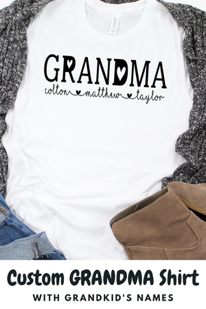 Personalized Grandma shirt with grandkid's names, New Grandma shirt, Grandma reveal shirt