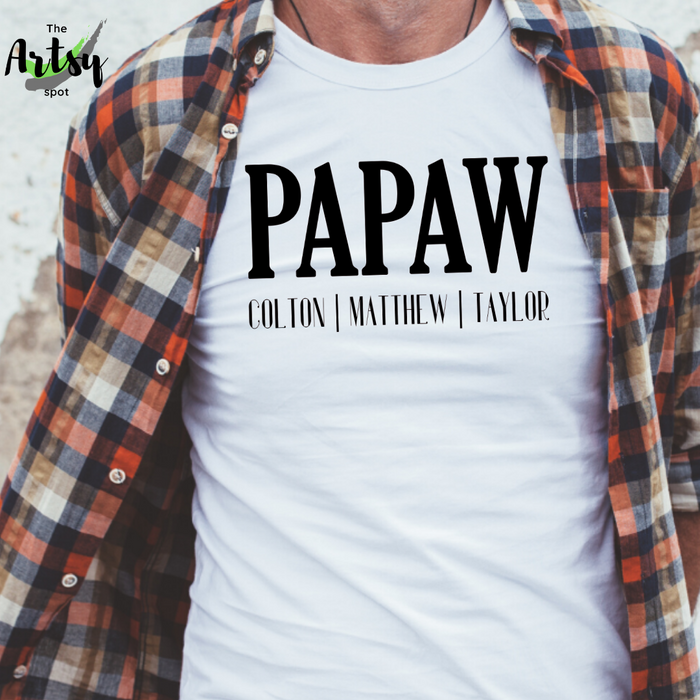 Personalized Papaw shirt with kid's names