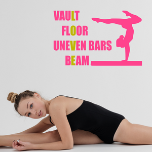 Gymnastics decal, Gymnastics events decal, Vault Floor Uneven Bars Beam decal, Gymnastics LOVE wall decal