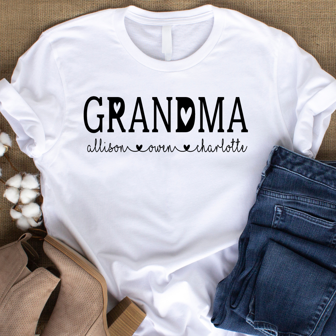 Personalized Grandma shirt with grandkid's names, Grandma birthday gift –  The Artsy Spot