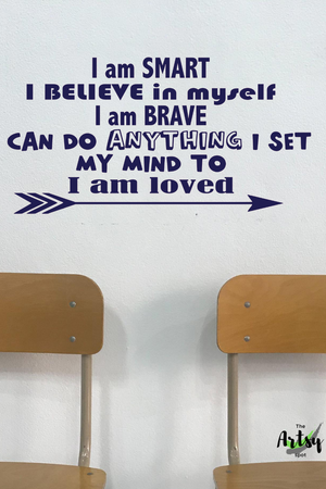 I AM Positive affirmations Classroom Wall Decal, Classroom door decal, School decal, Positive I am statements school decal
