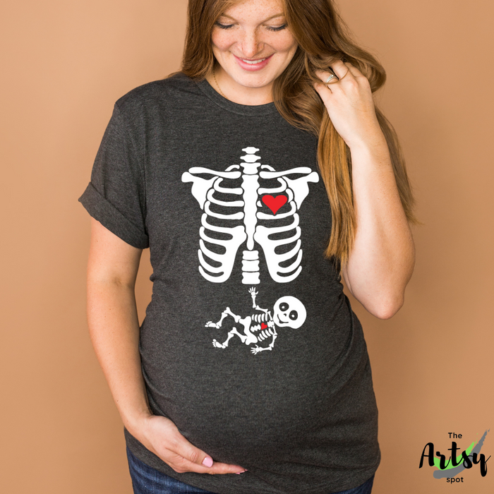 Maternity Halloween Shirt, Baby Mommy skeleton